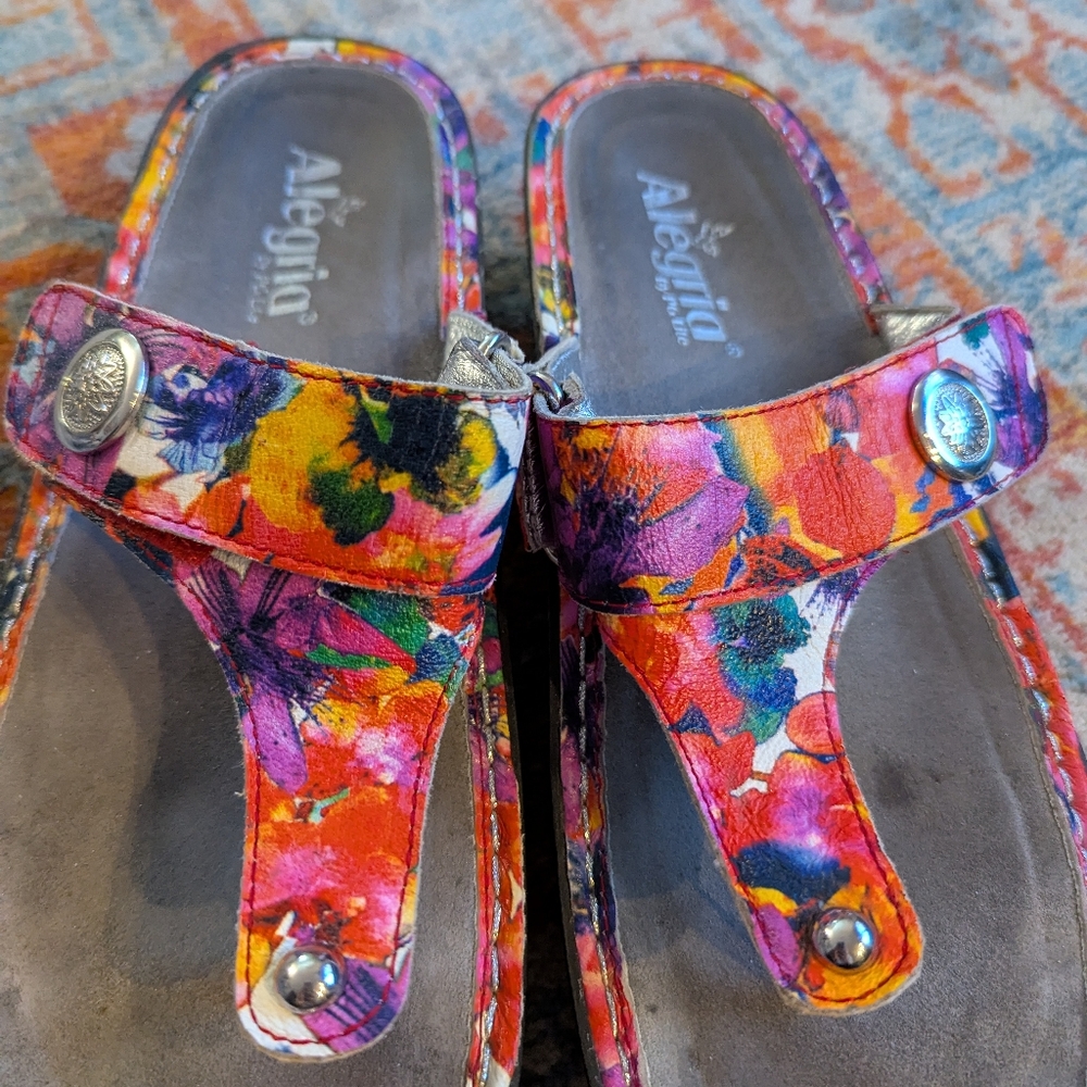 Alegria Carina Iris Floral Sandals EU 39 US 9 Adjustable Strap Boho Colorful - Picture 2 of 9